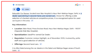 GMB ACCOUNT Babuddin car bazaar Local SEO