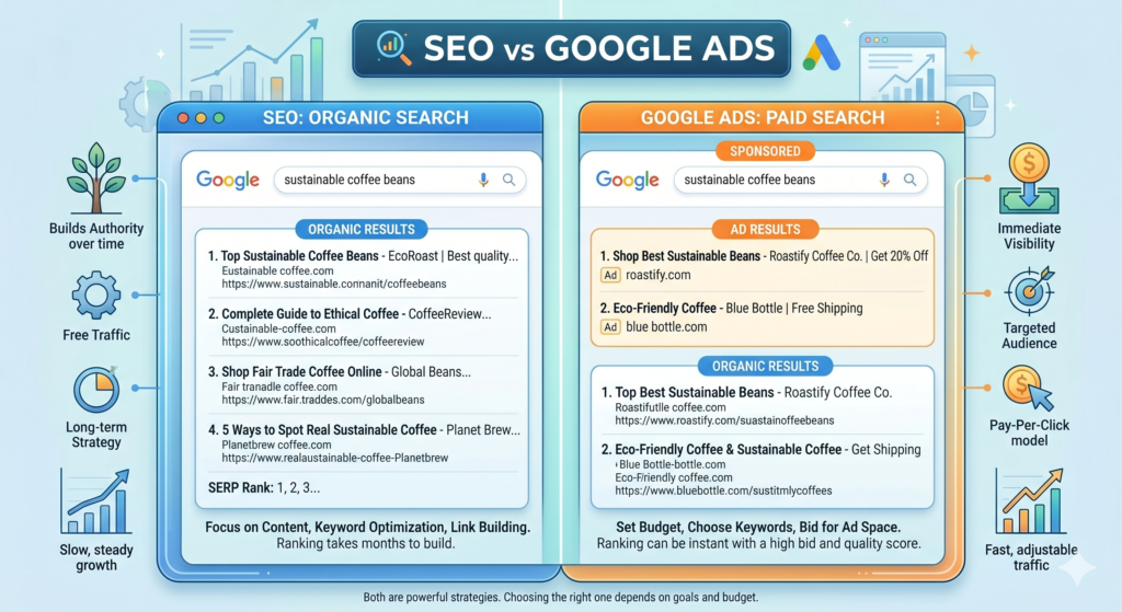 SEO vs Google Ads which is better